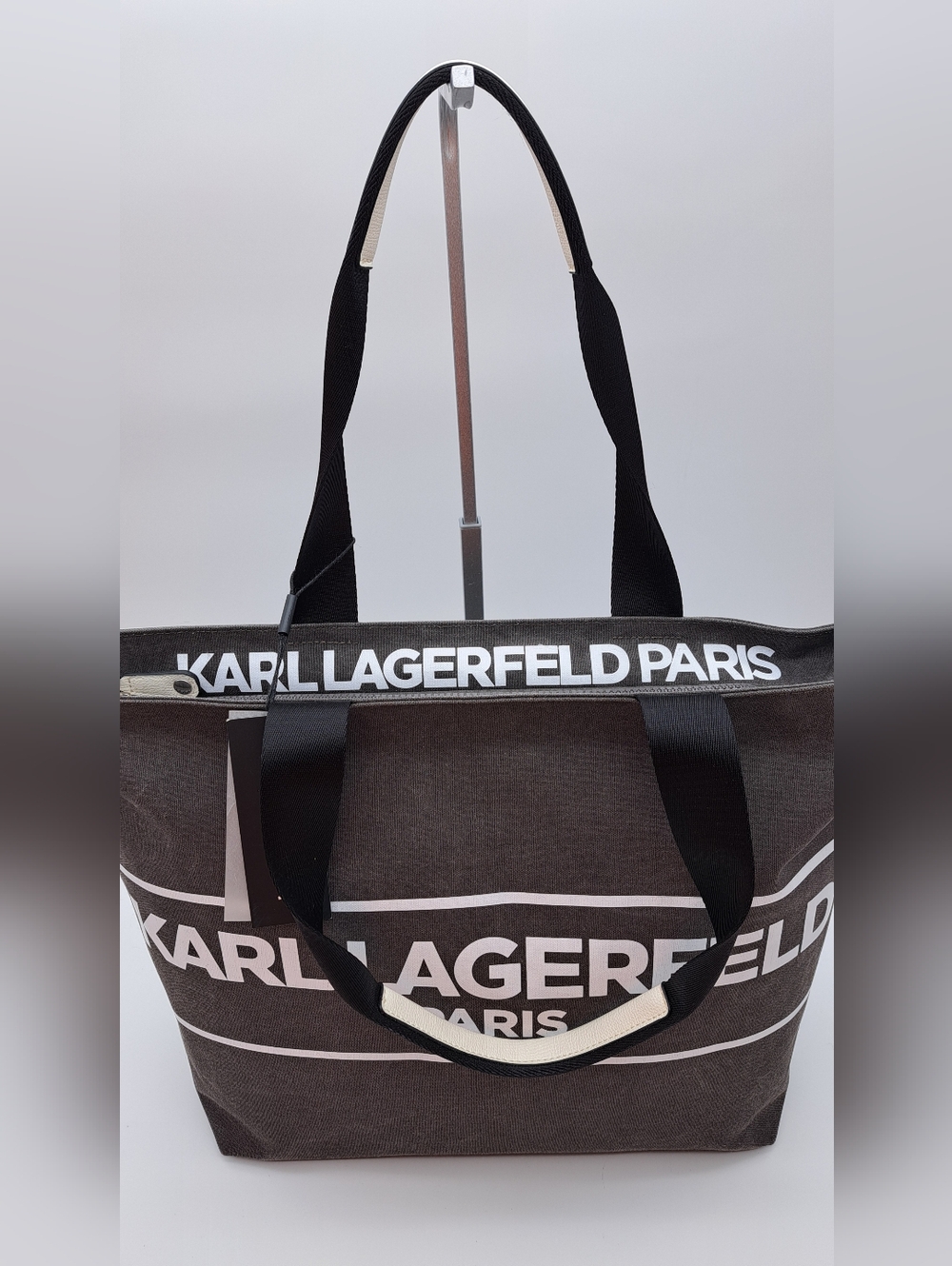 Karl Lagerfeld Paris Kristen Logo Tote Charcoal Grey - Picture 2 of 13